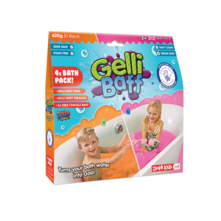 Magiczny proszek do kąpieli, Gelli Baff, różowy i pomarańczowy 4 użycia, 3+