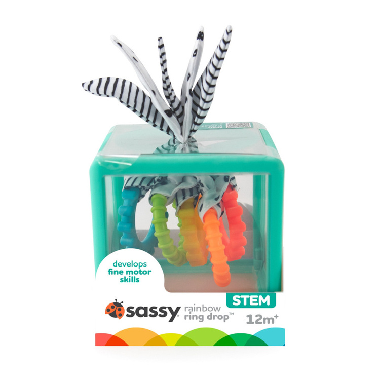 Manipulacyjna kostka sensoryczna Montessori – elastyczna kostka sorter z krążkami