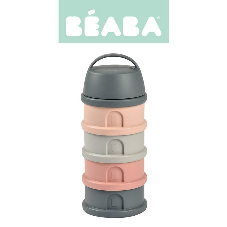 Pojemniki na mleko w proszku 4 komory mineral grey/pink