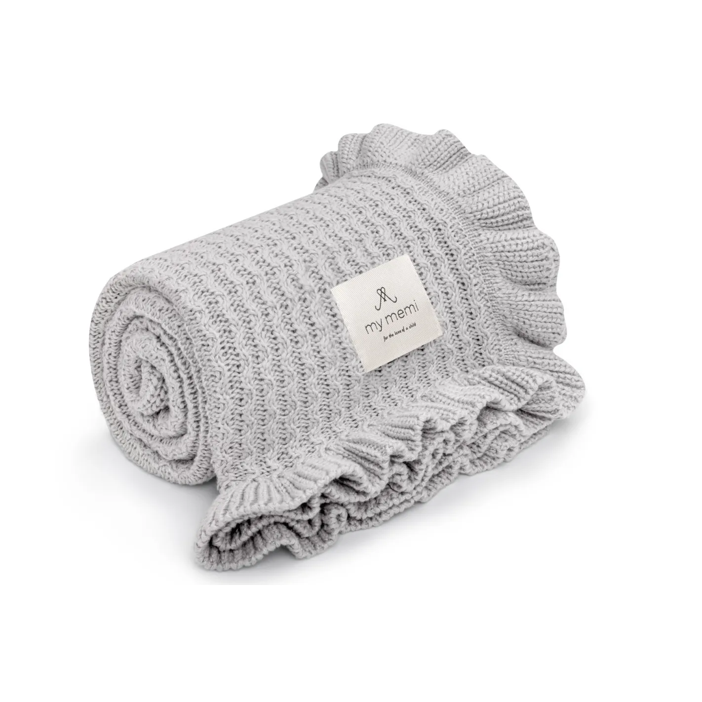 Kocyk bambusowy z falbanką 85x105 light grey