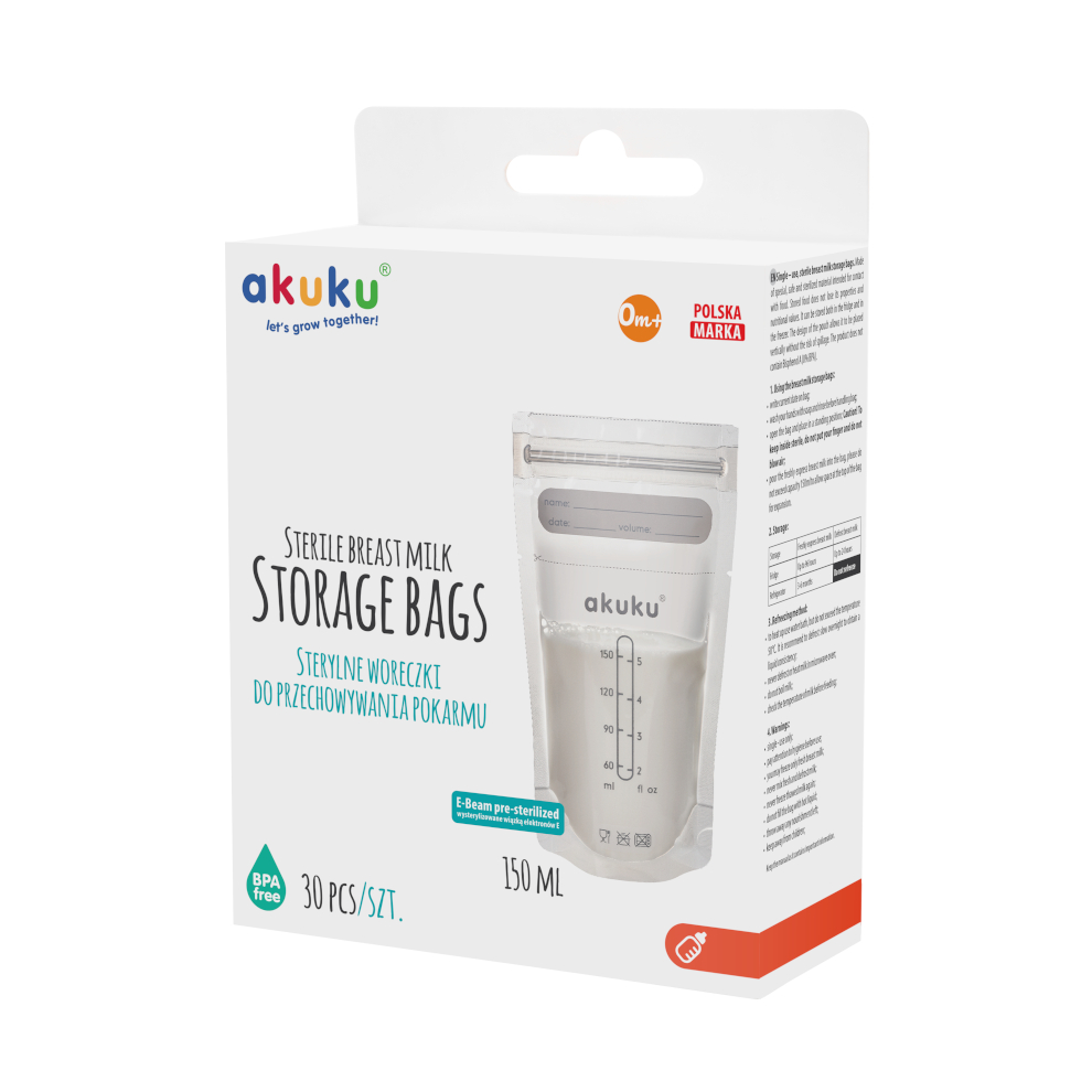 Sterylne woreczki do przechowywania pokarmu 150 ml